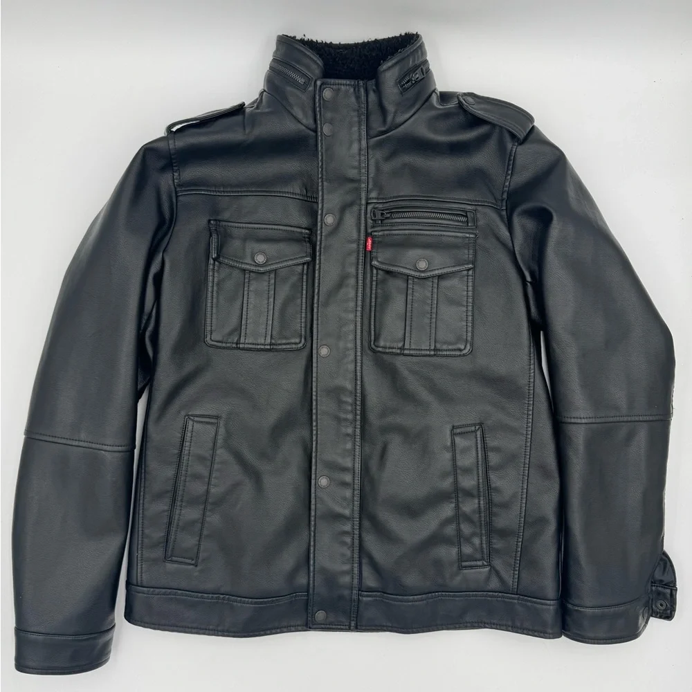 Men's Levi Black Vegan Leather Jacket